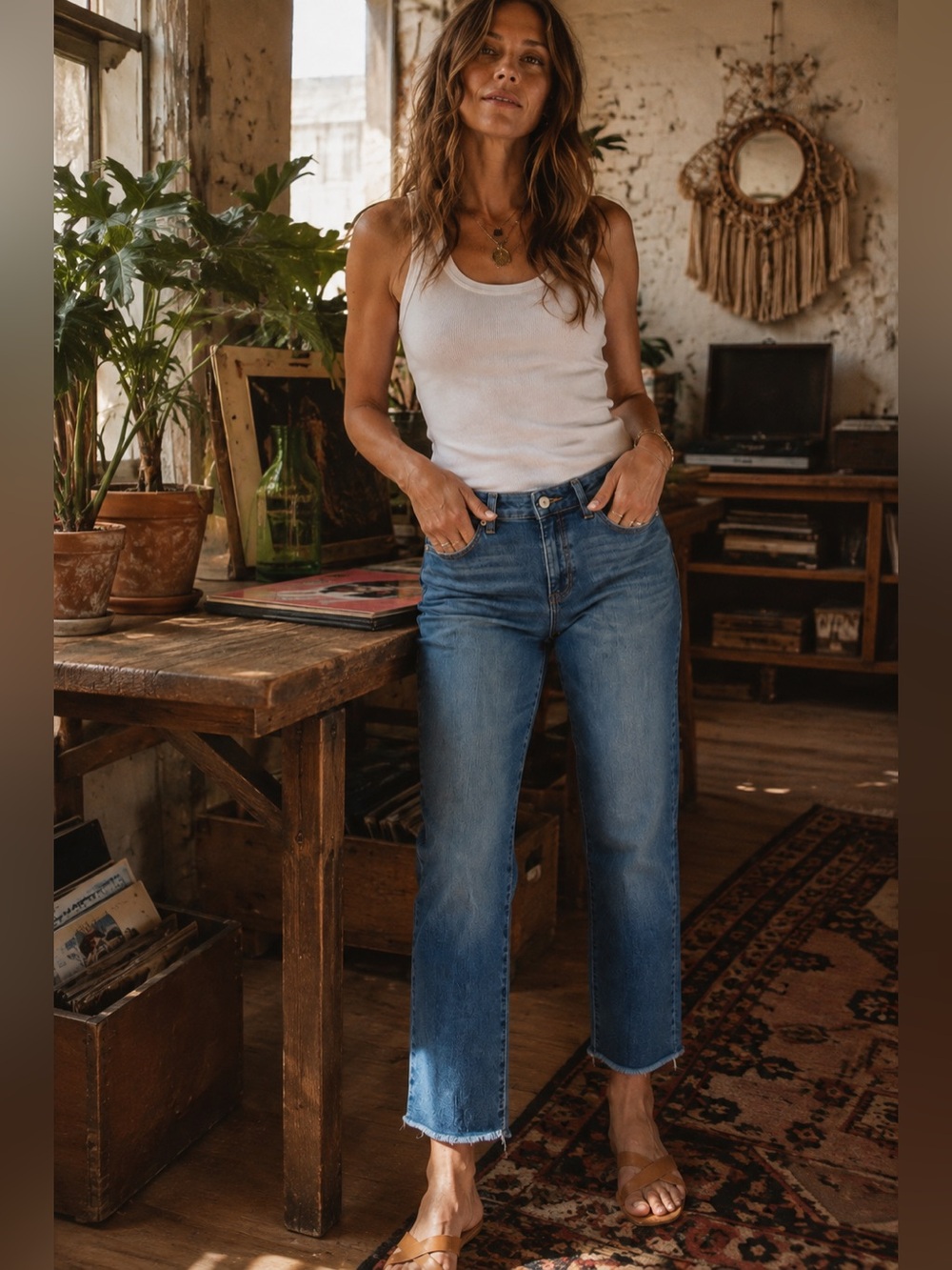 Blue Revival Monaco Size 27 Cropped Straight Jeans Raw Hem Coastal Cowgirl NWT